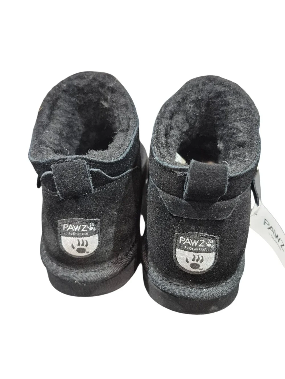 BearPaw Black Suede Shearling Ankle Boot with Buckle